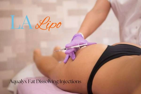 Woman having fat dissolving injections Bridgend on thighs