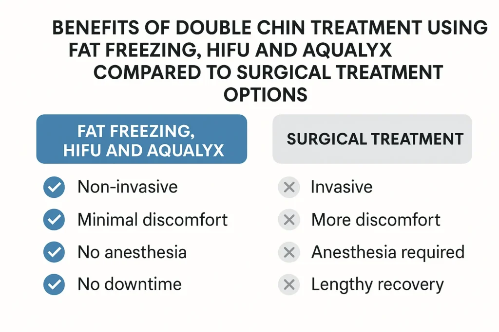 Graphic about the benefits of double chin treatment Bridgend - from LA LIPO