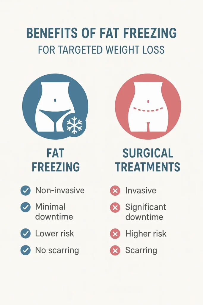 graphic showing the benefits of fat freezing Bridgend