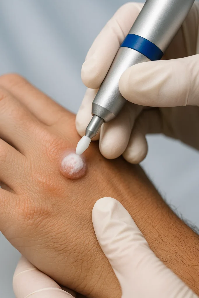 example of wart removal Bridgend using cryopen