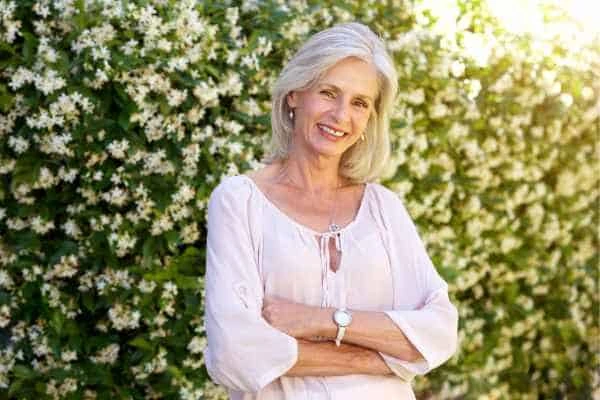 Older woman happy with urinary incontinence treatment Bridgend