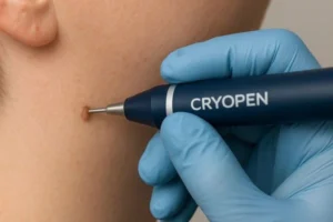 Person receiving skin tag removal Bridgend